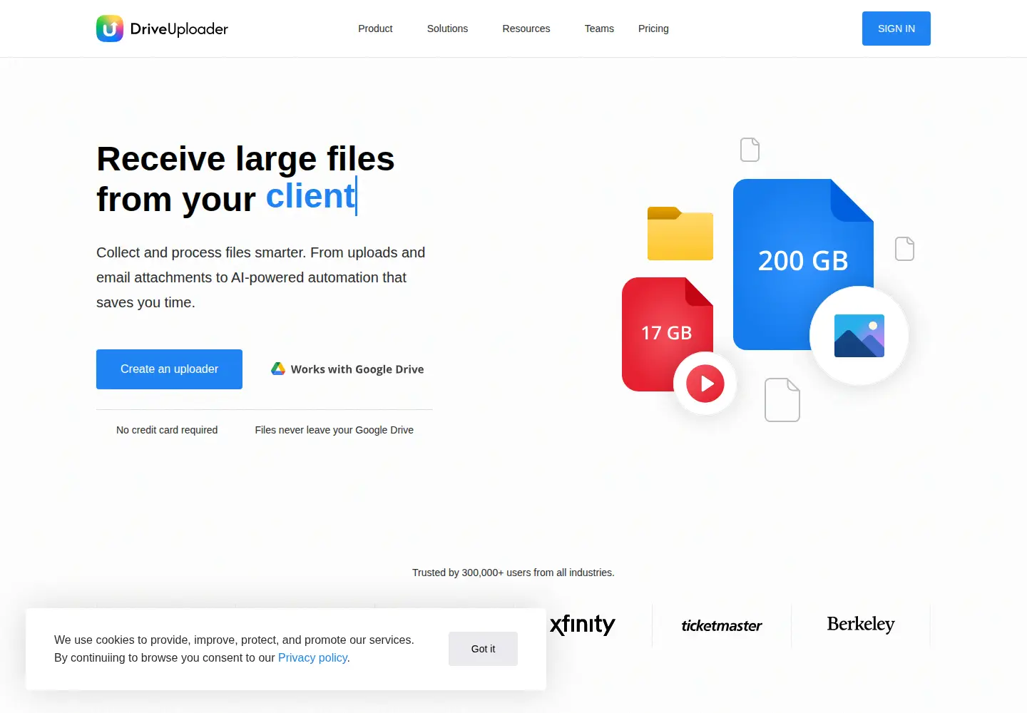 Captured homepage of driveuploader.com in the current scan