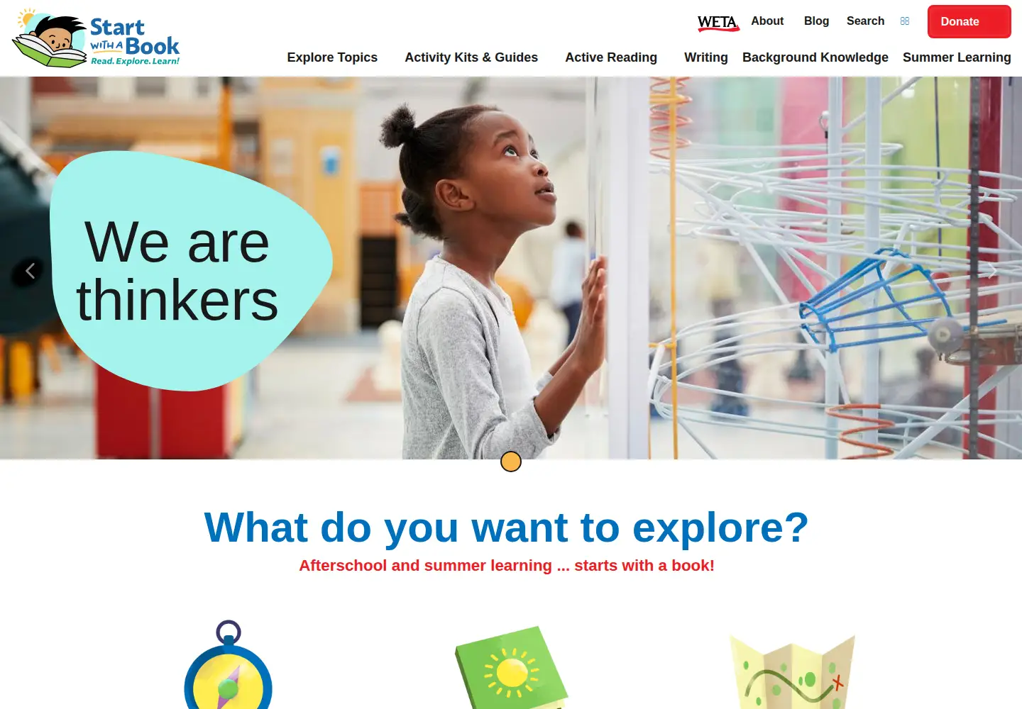 Captured homepage of startwithabook.org in the current scan