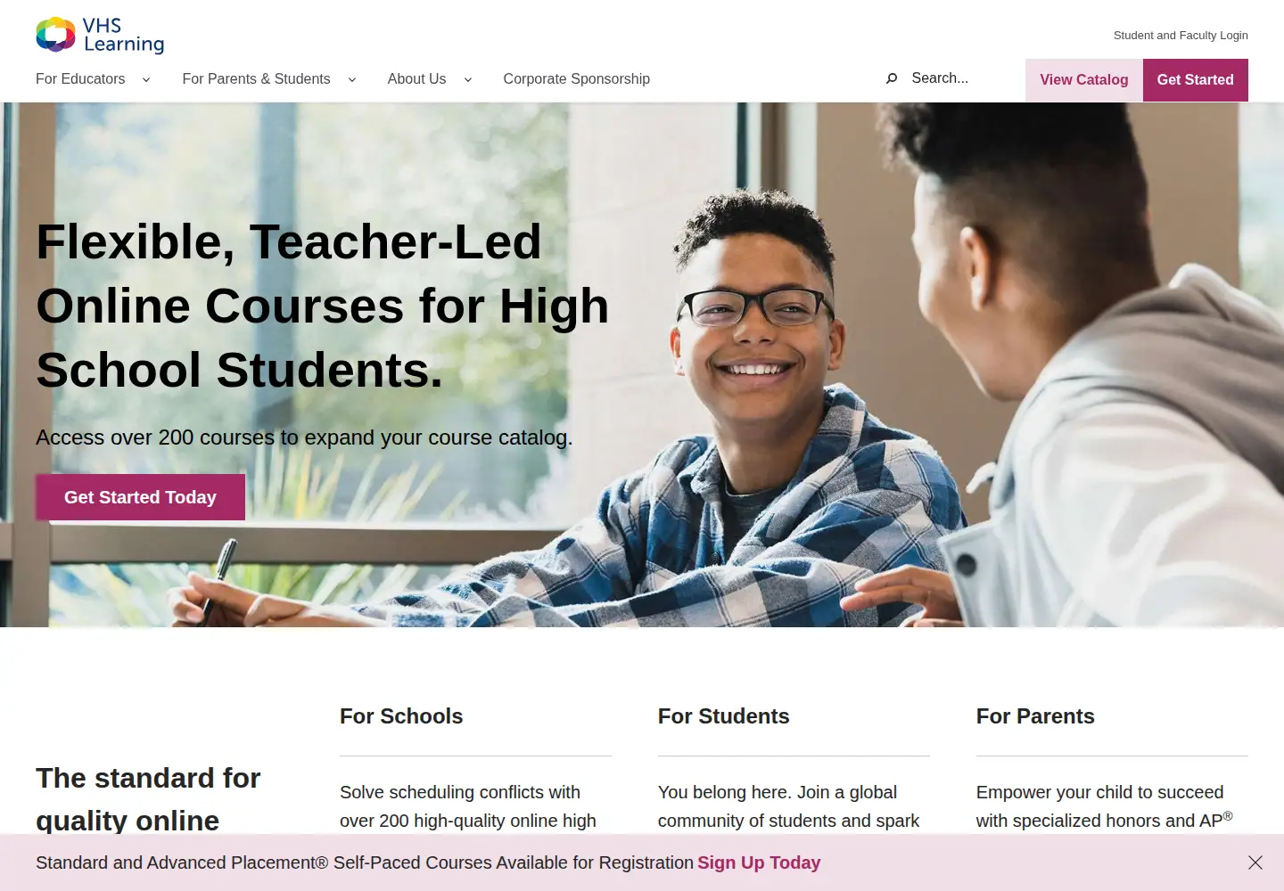 Screenshot of vhslearning.org