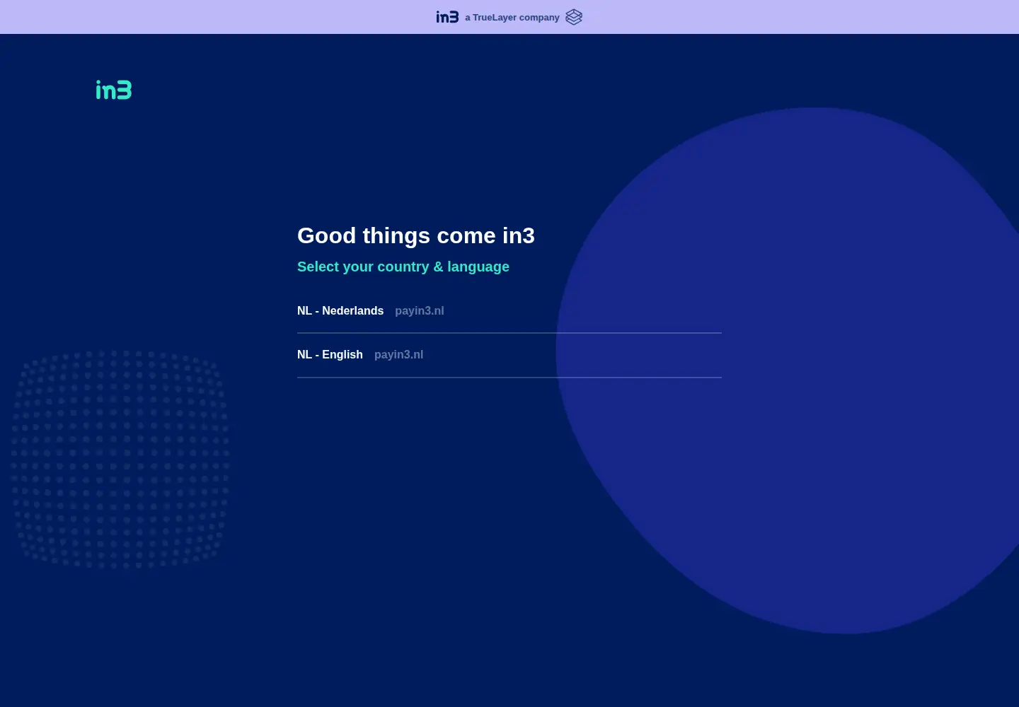 Captured homepage of payin3.nl in the current scan