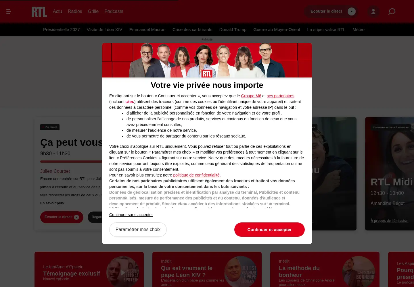 Screenshot of rtl.fr