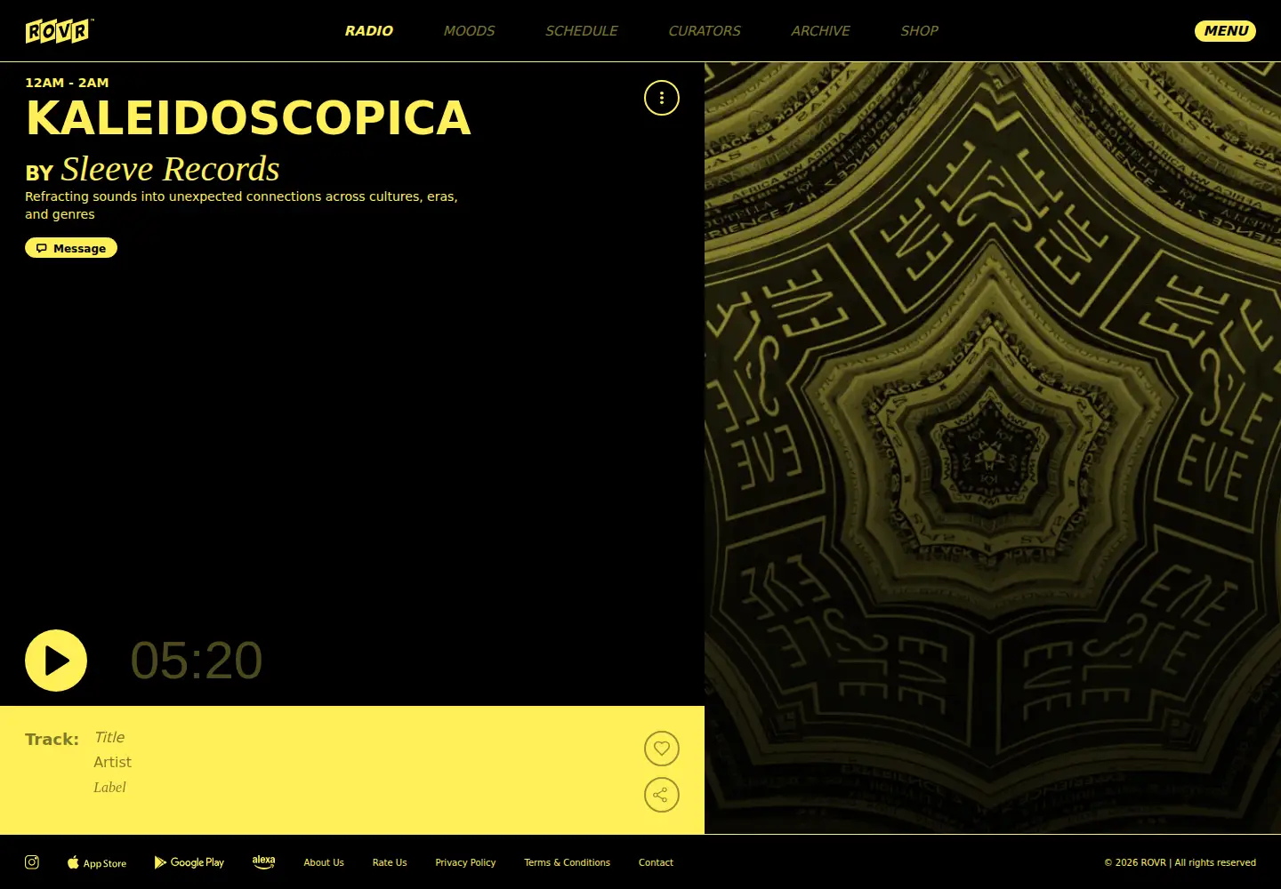 Captured homepage of rovr.live in the current scan