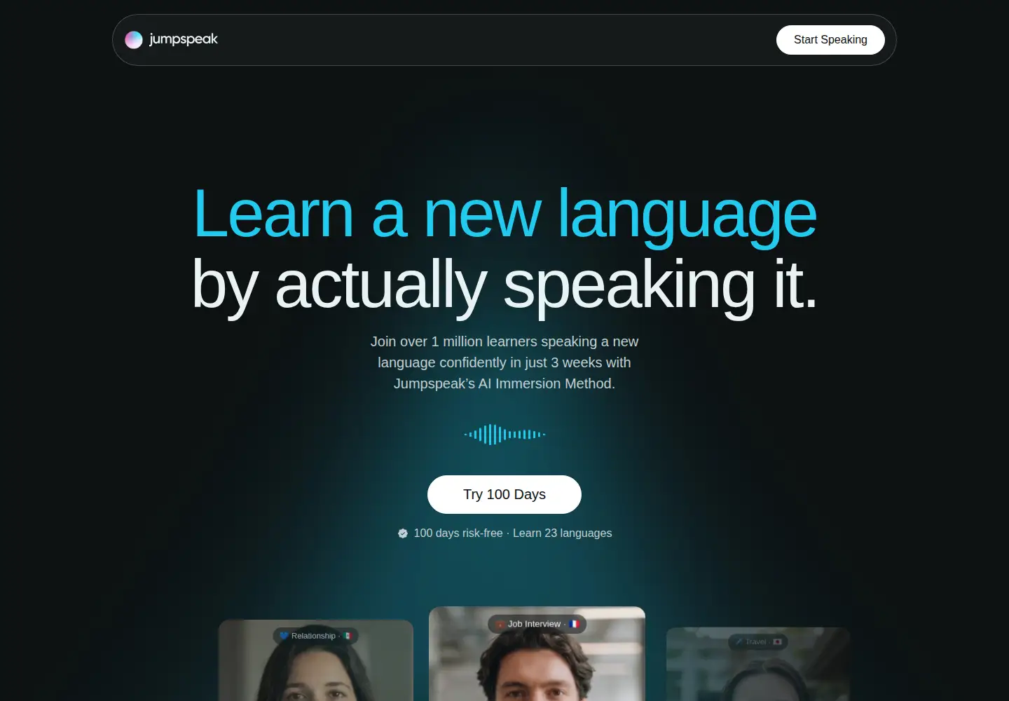 Screenshot of jumpspeak.com