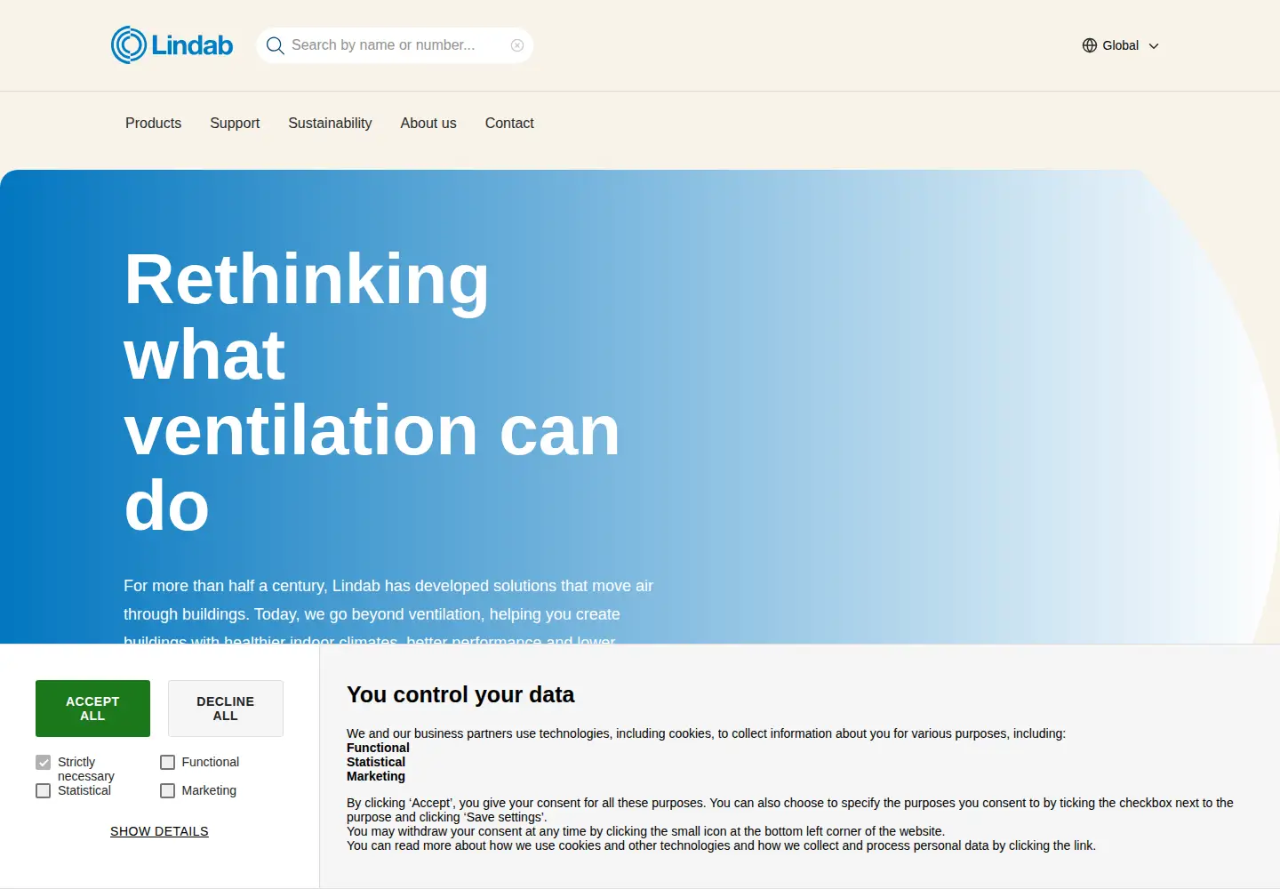 Screenshot of lindab.com