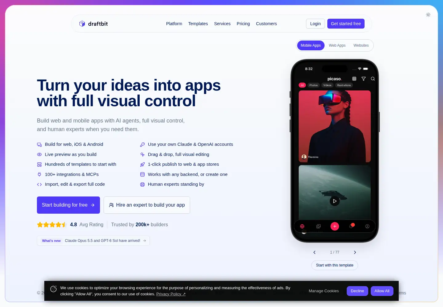 Screenshot of draftbit.com