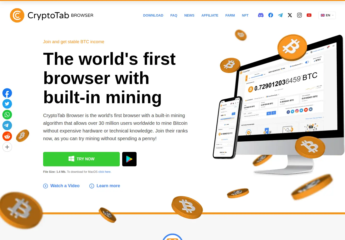 Screenshot of cryptotabbrowser.com