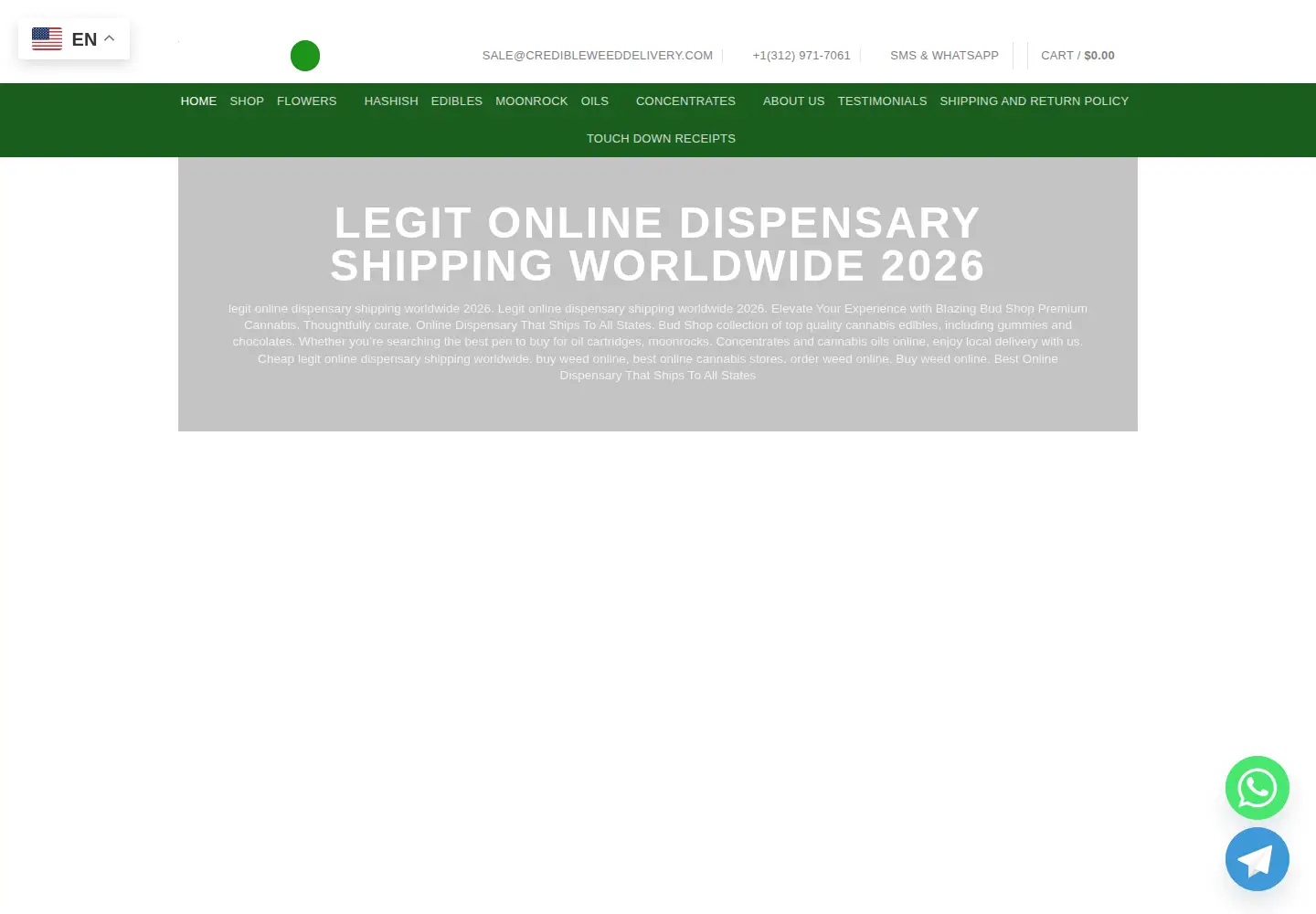 Screenshot of credibleweeddelivery.com