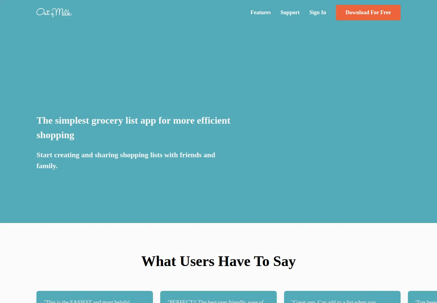 Screenshot of outofmilk.com