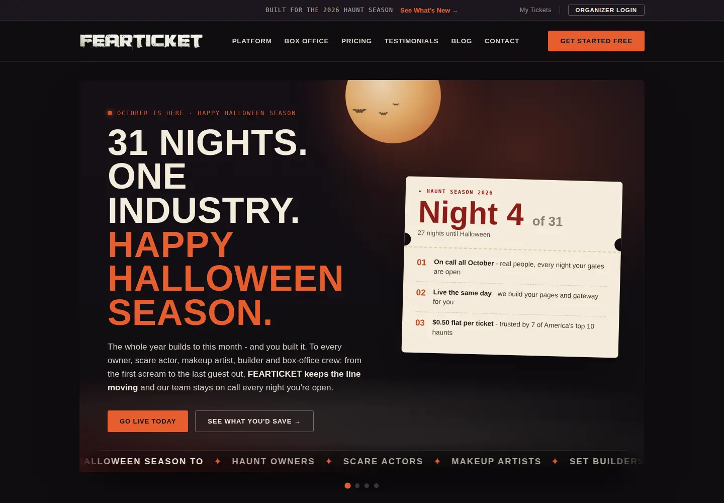 Captured homepage of fearticket.com in the current scan