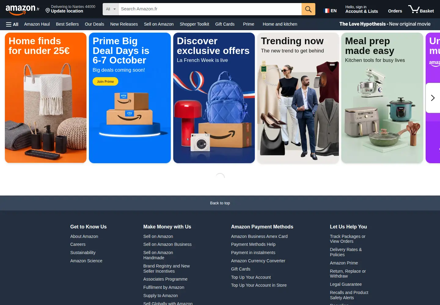 Screenshot of amazon.fr