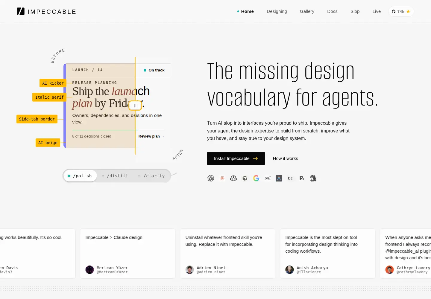 Screenshot of impeccable.style