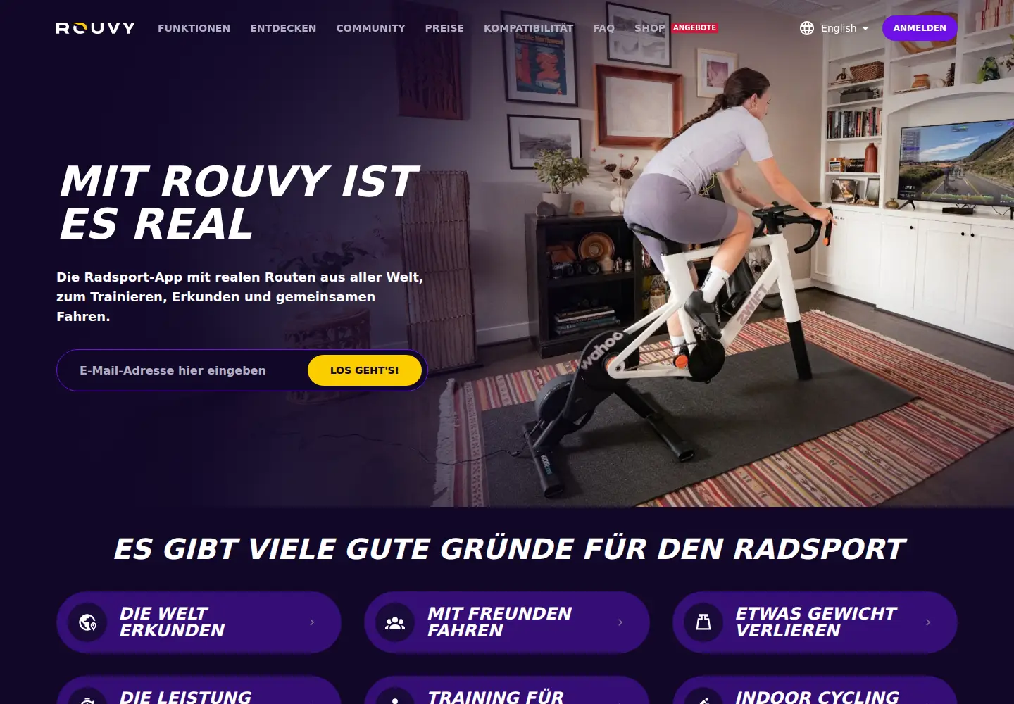 Captured homepage of rouvy.com in the current scan