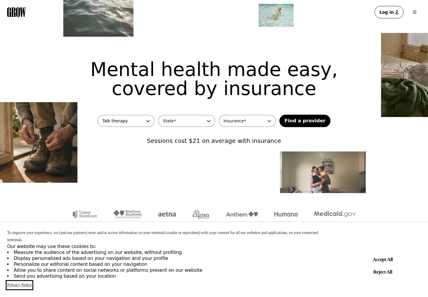 Screenshot of growtherapy.com