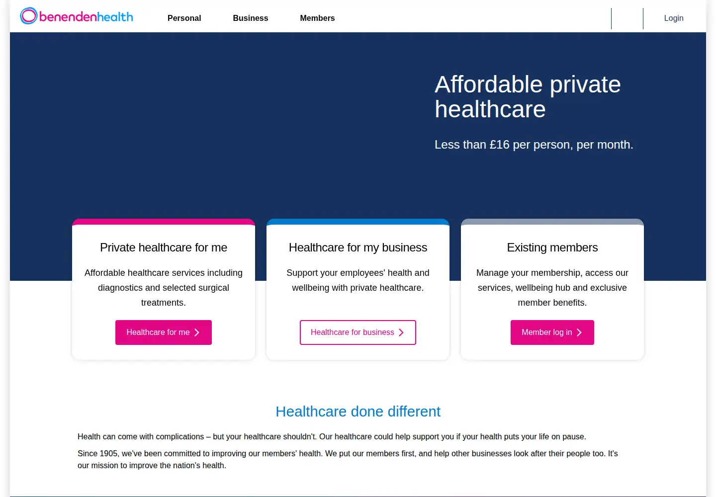 Screenshot of benenden.co.uk