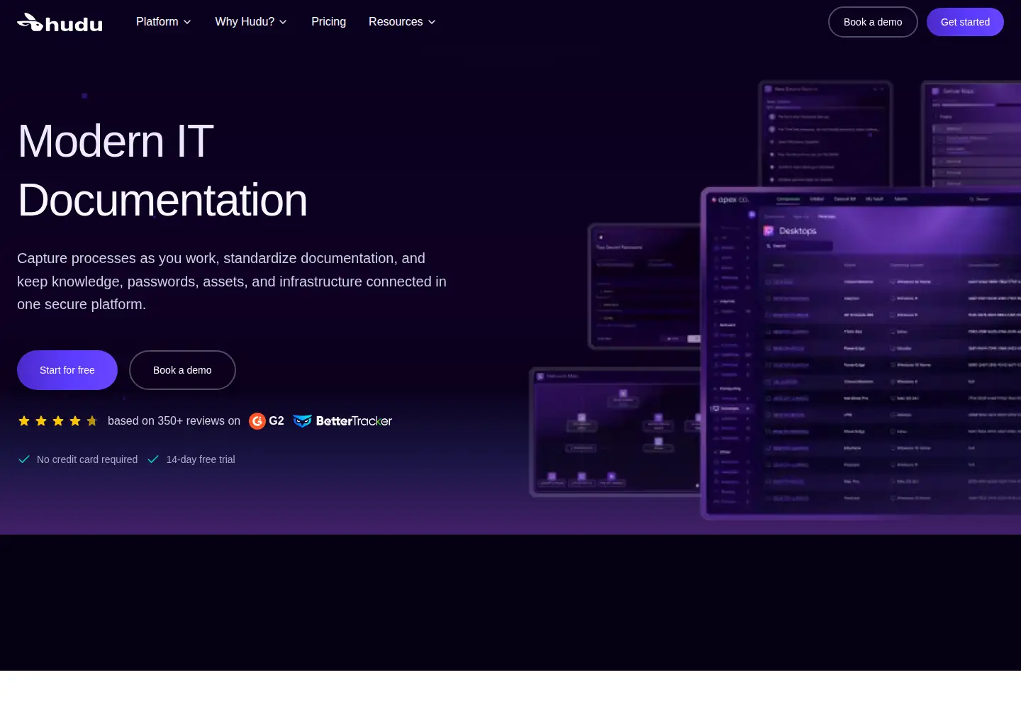 Screenshot of hudu.com