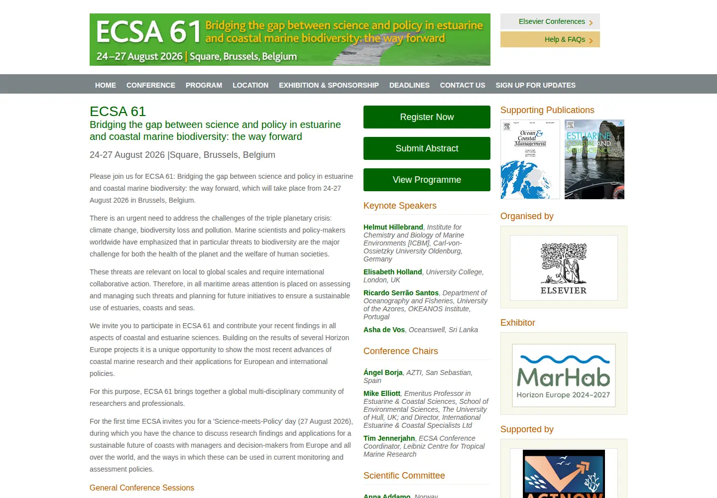 Screenshot of estuarinecoastalconference.com