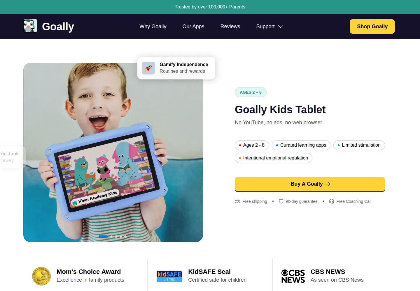 Captured homepage of getgoally.com in the current scan