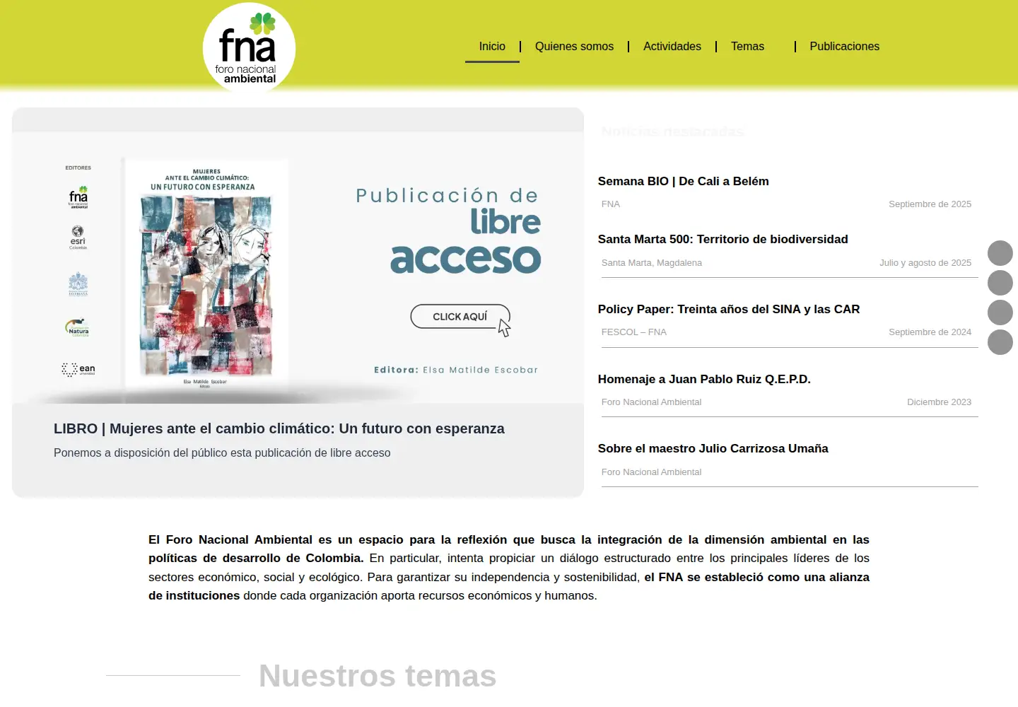 Screenshot of foronacionalambiental.org.co