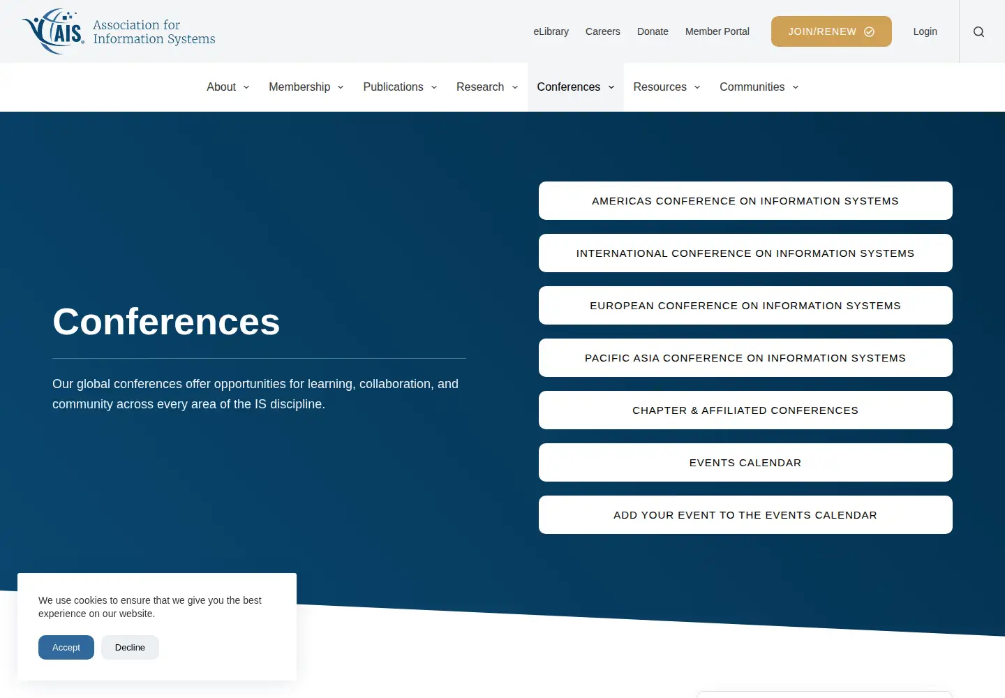 Screenshot of aisconferences.org