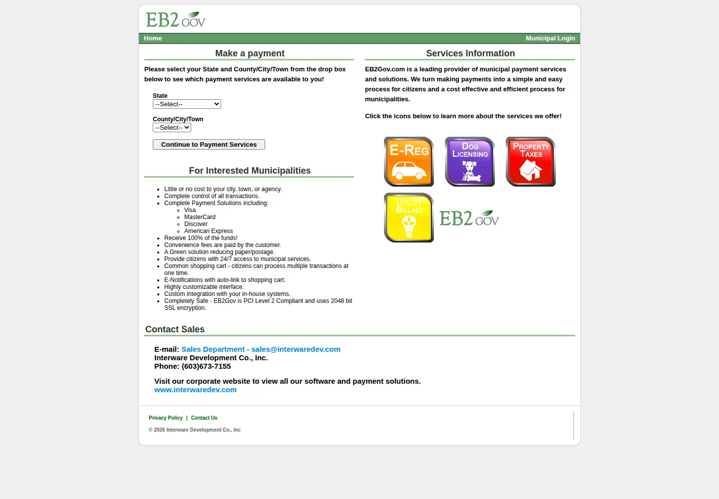 Captured homepage of eb2gov.com in the current scan