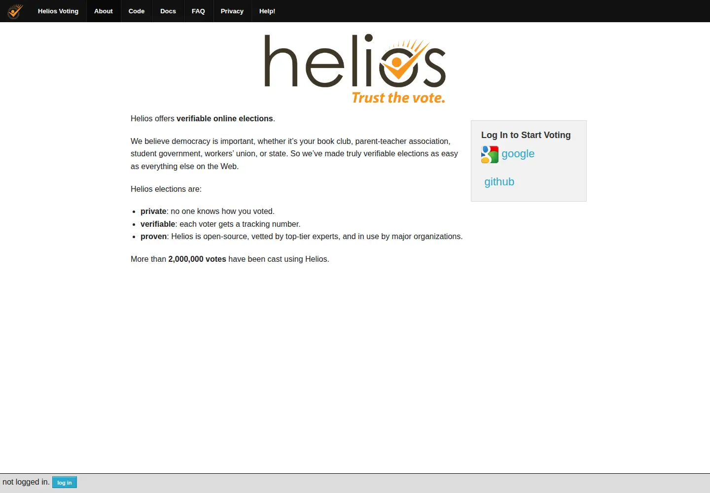 Screenshot of heliosvoting.org