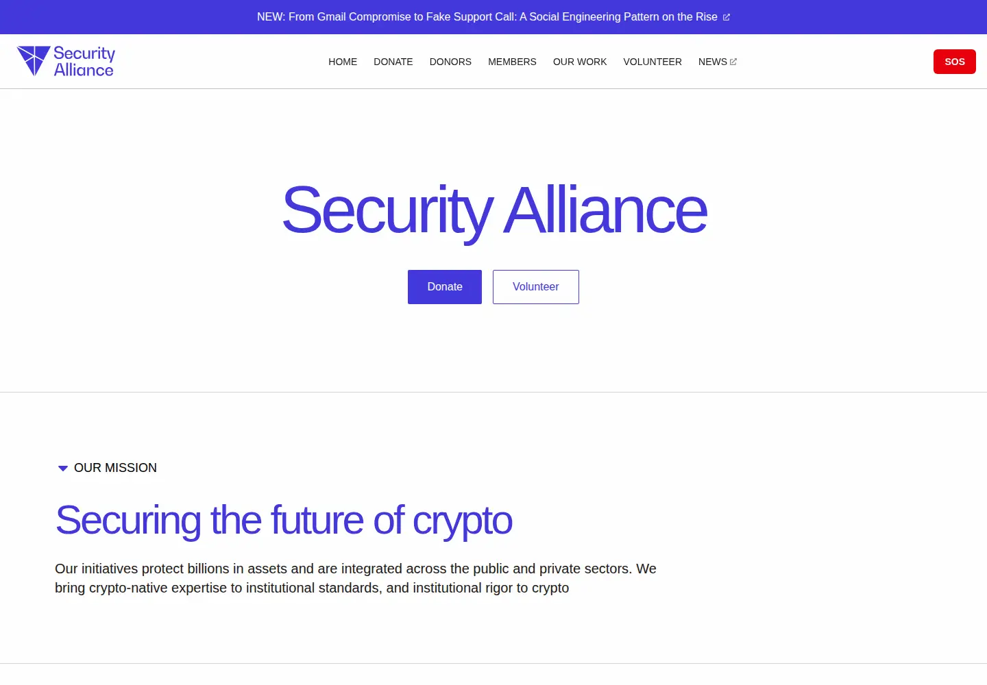 Captured homepage of securityalliance.org in the current scan