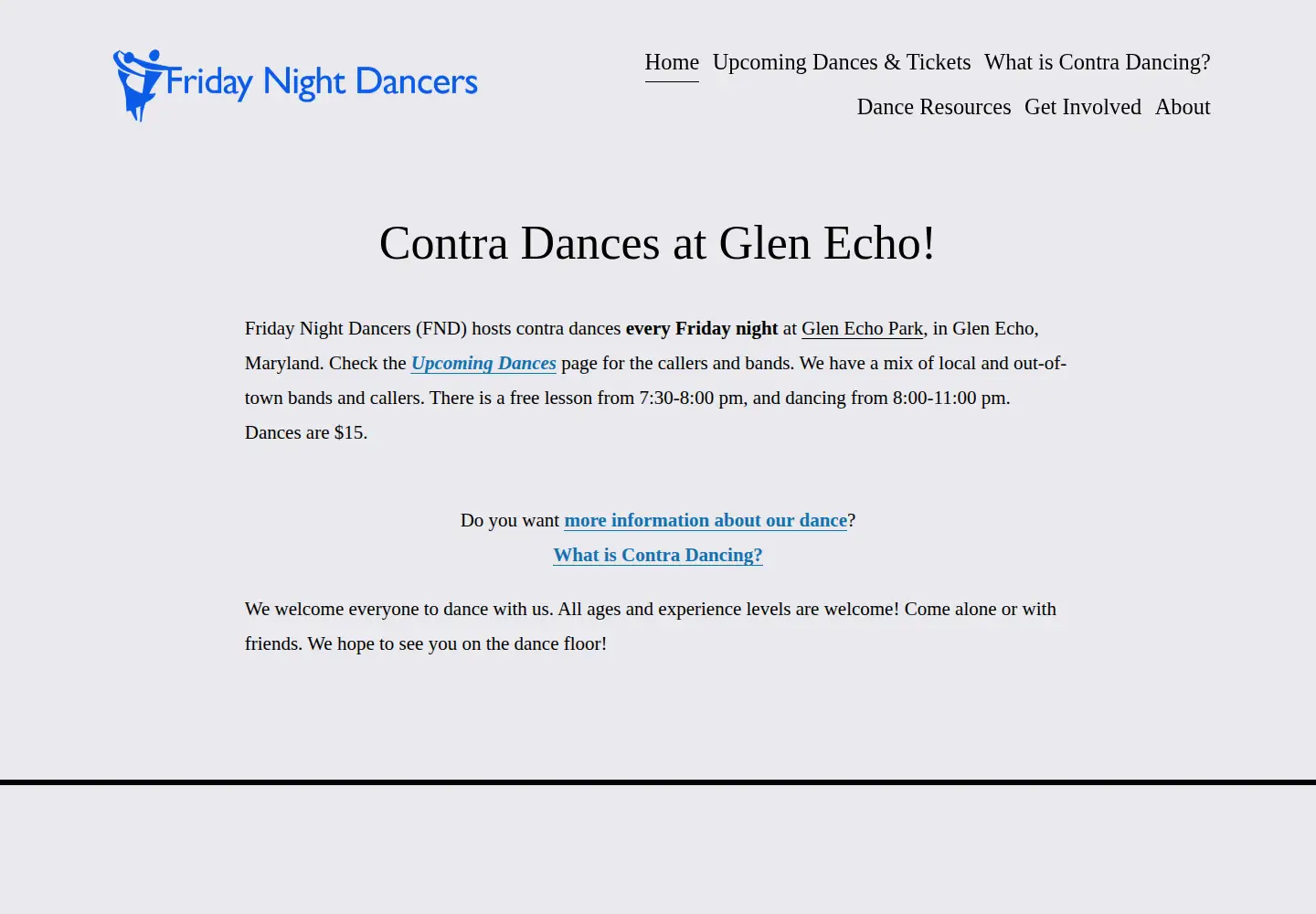 Screenshot of fridaynightdance.com
