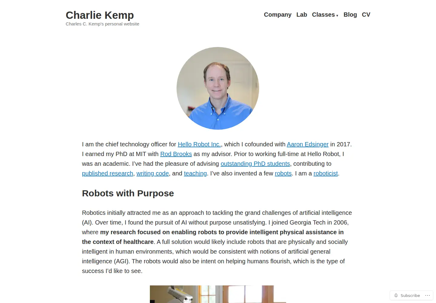 Screenshot of charliekemp.com