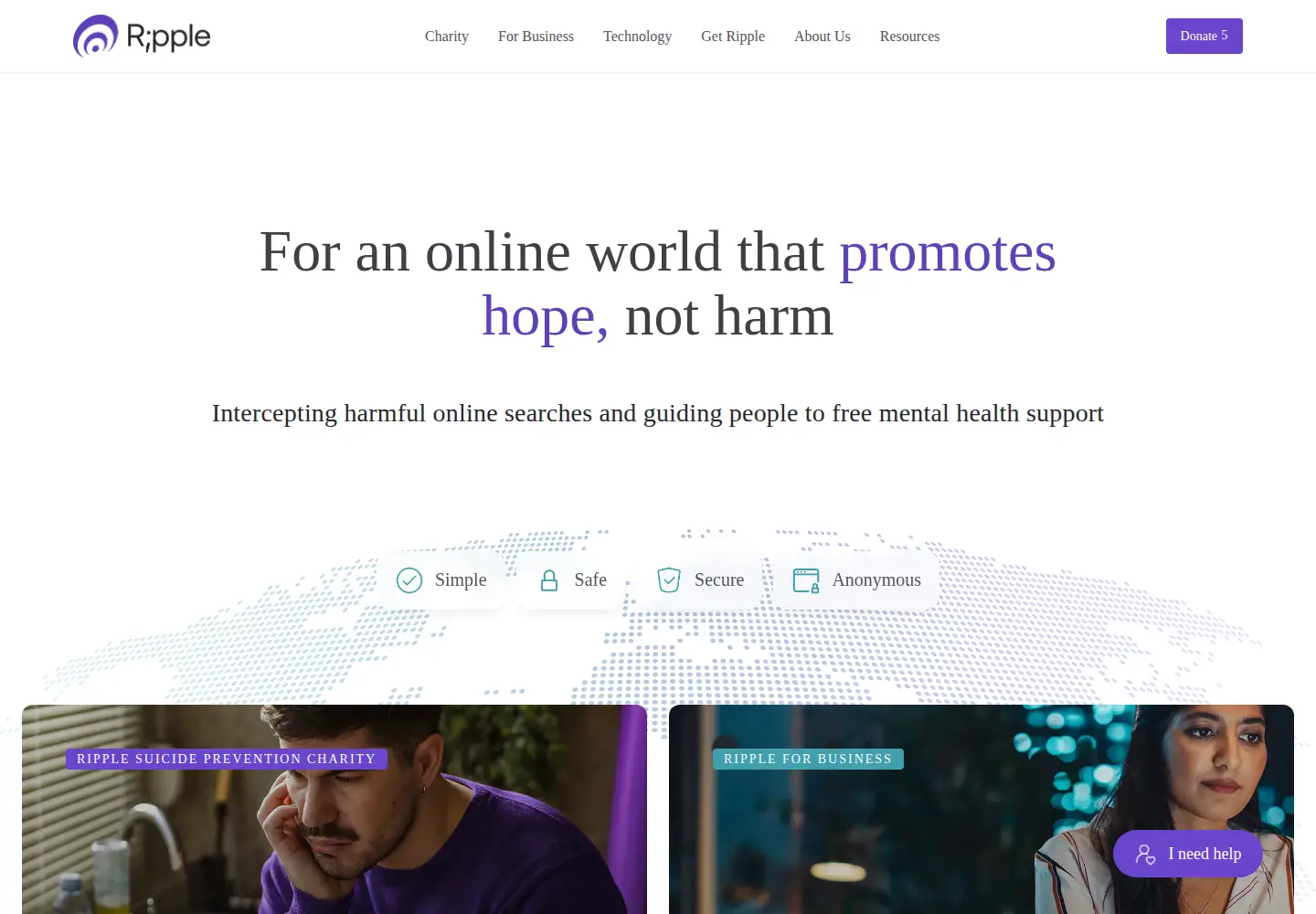 Screenshot of ripplesuicideprevention.com