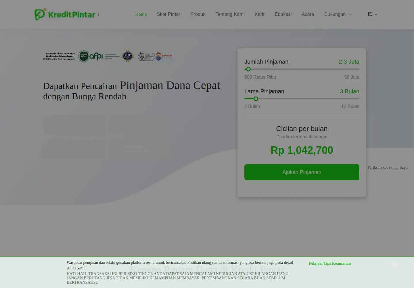 Screenshot of kreditpintar.com
