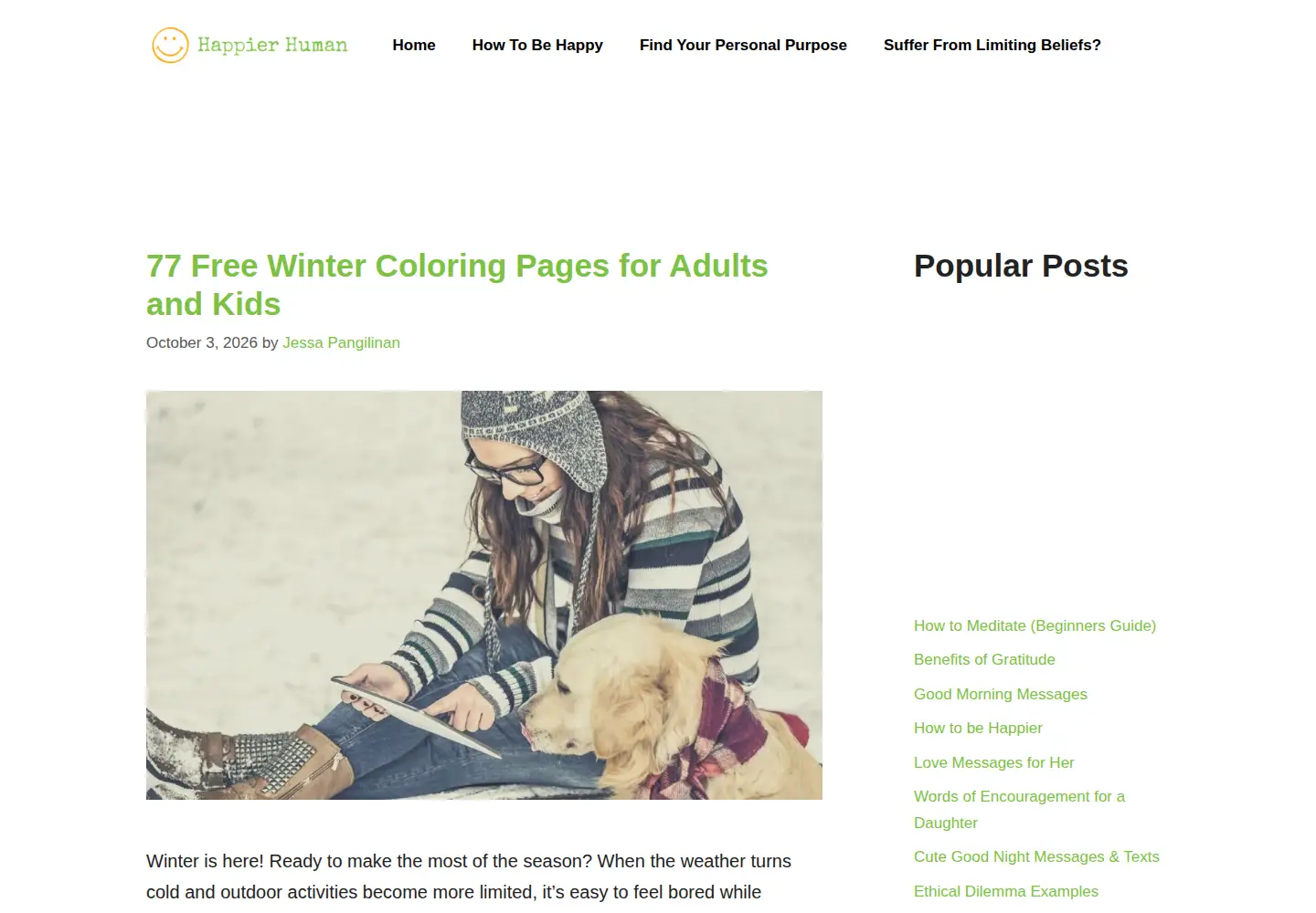 Screenshot of happierhuman.com