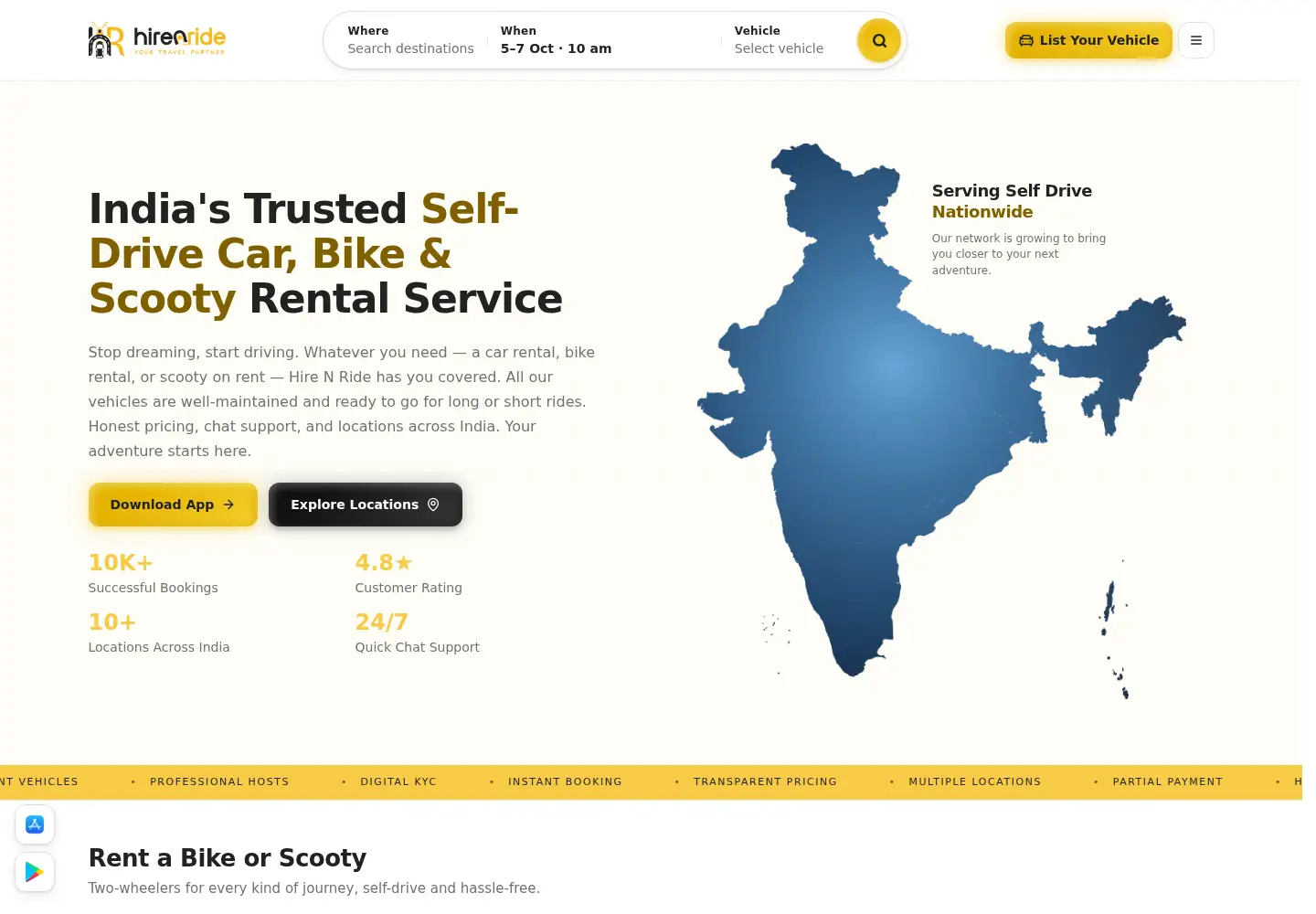 Screenshot of hirenride.com