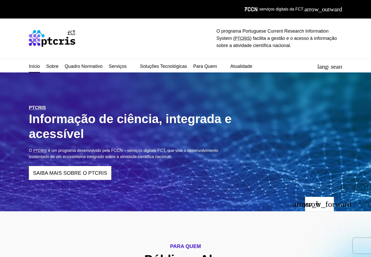 Screenshot of ptcris.pt