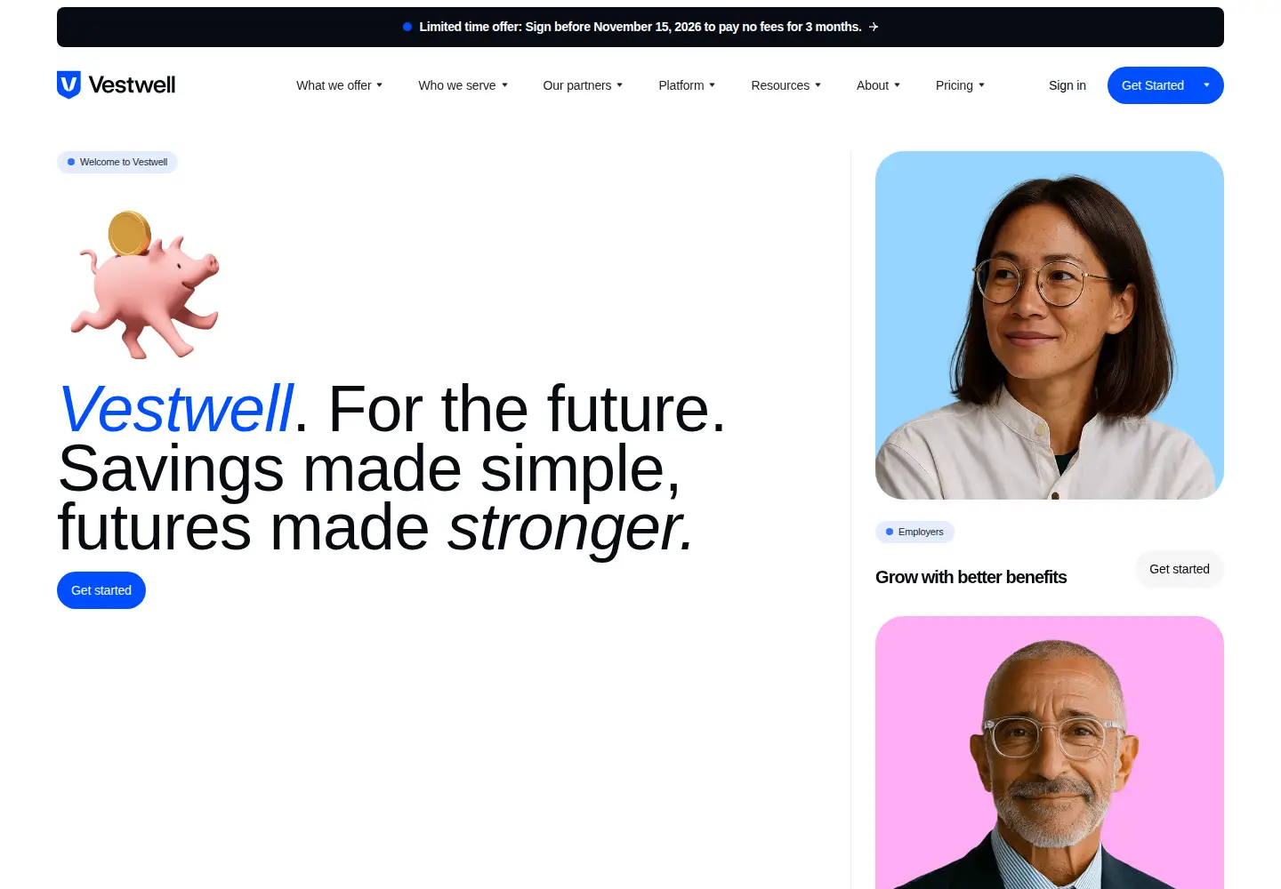 Captured homepage of vestwell.com in the current scan