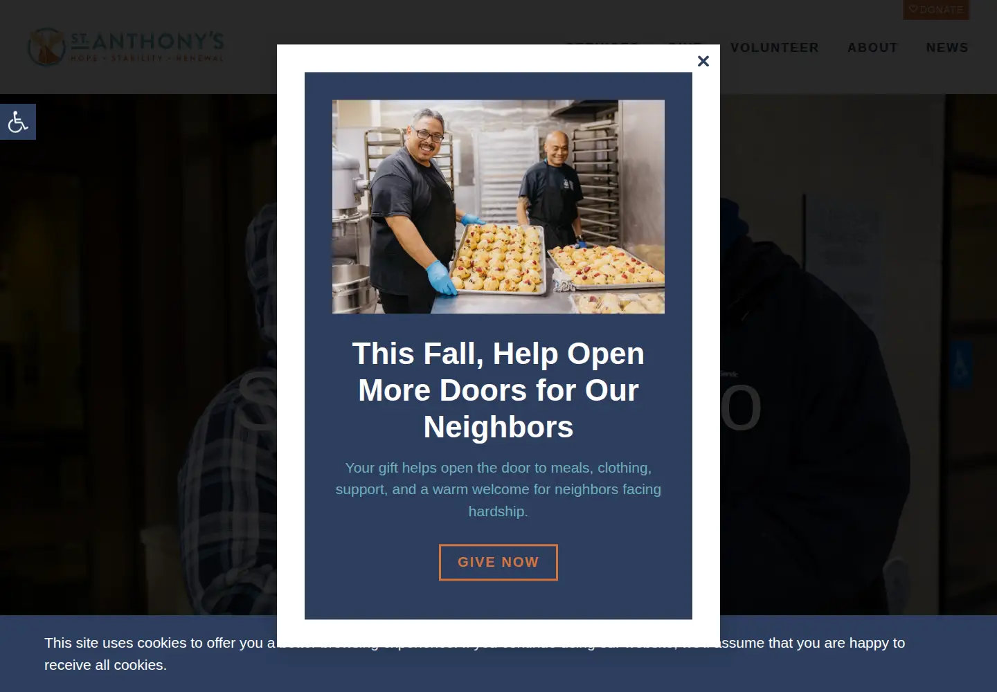 Captured homepage of stanthonysf.org in the current scan
