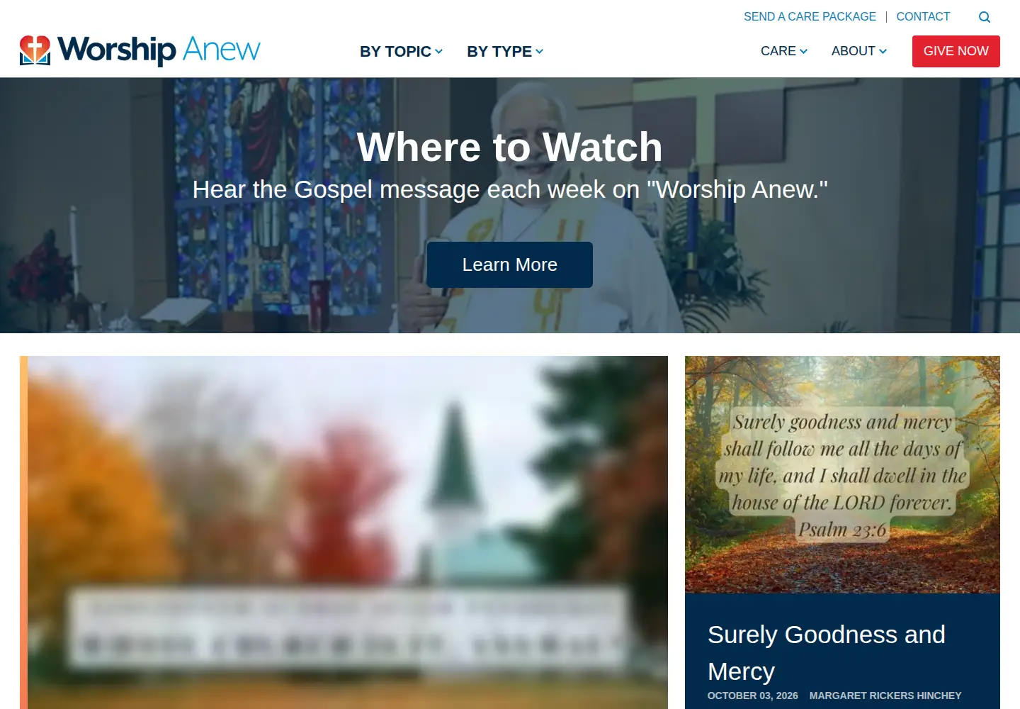 Captured homepage of worshipanew.org in the current scan