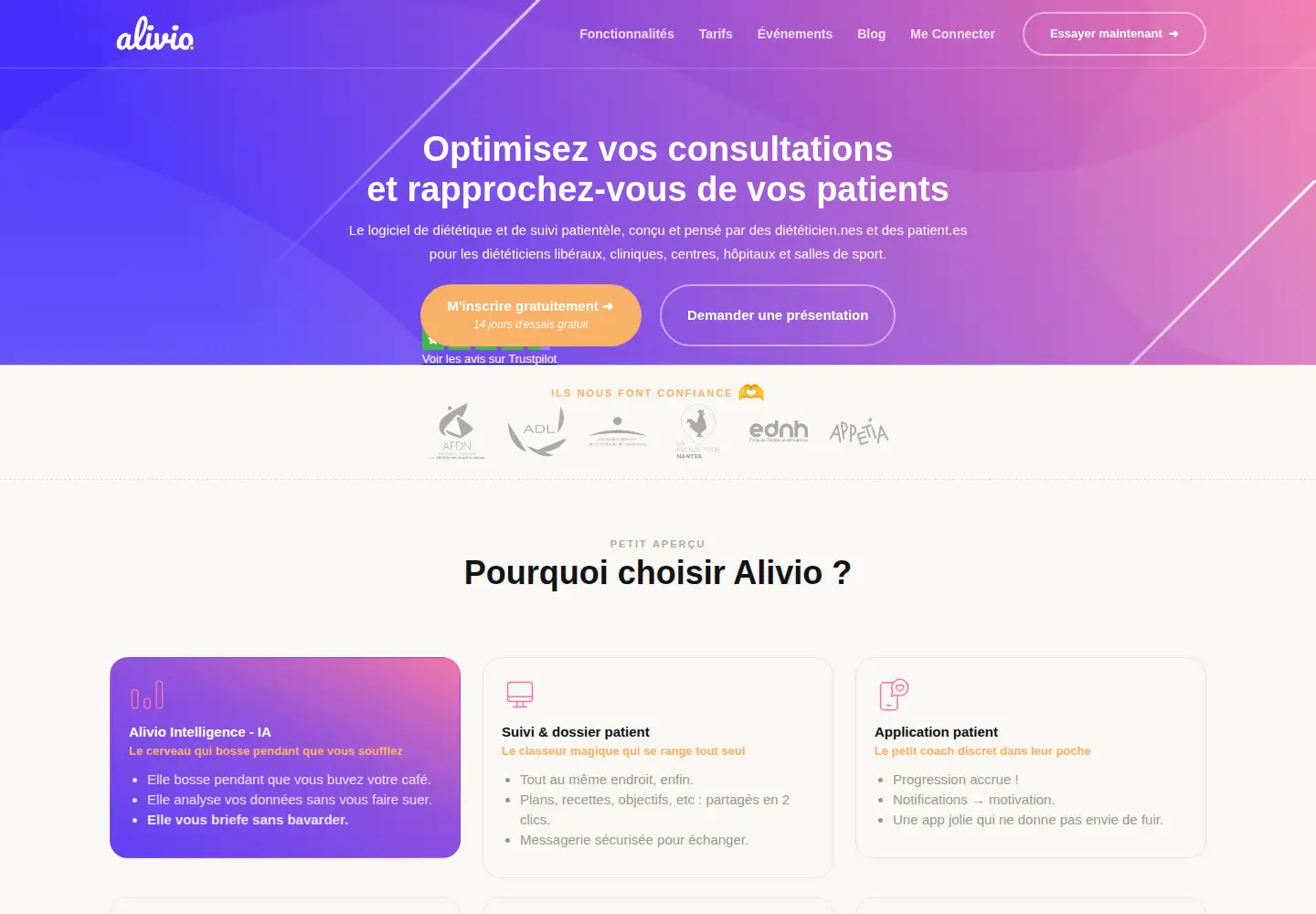 Screenshot of alivio.fr