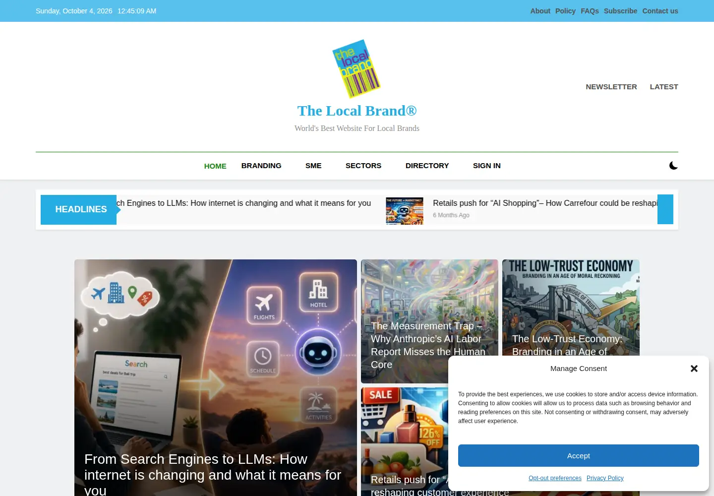 Captured homepage of thelocalbrand.com in the current scan