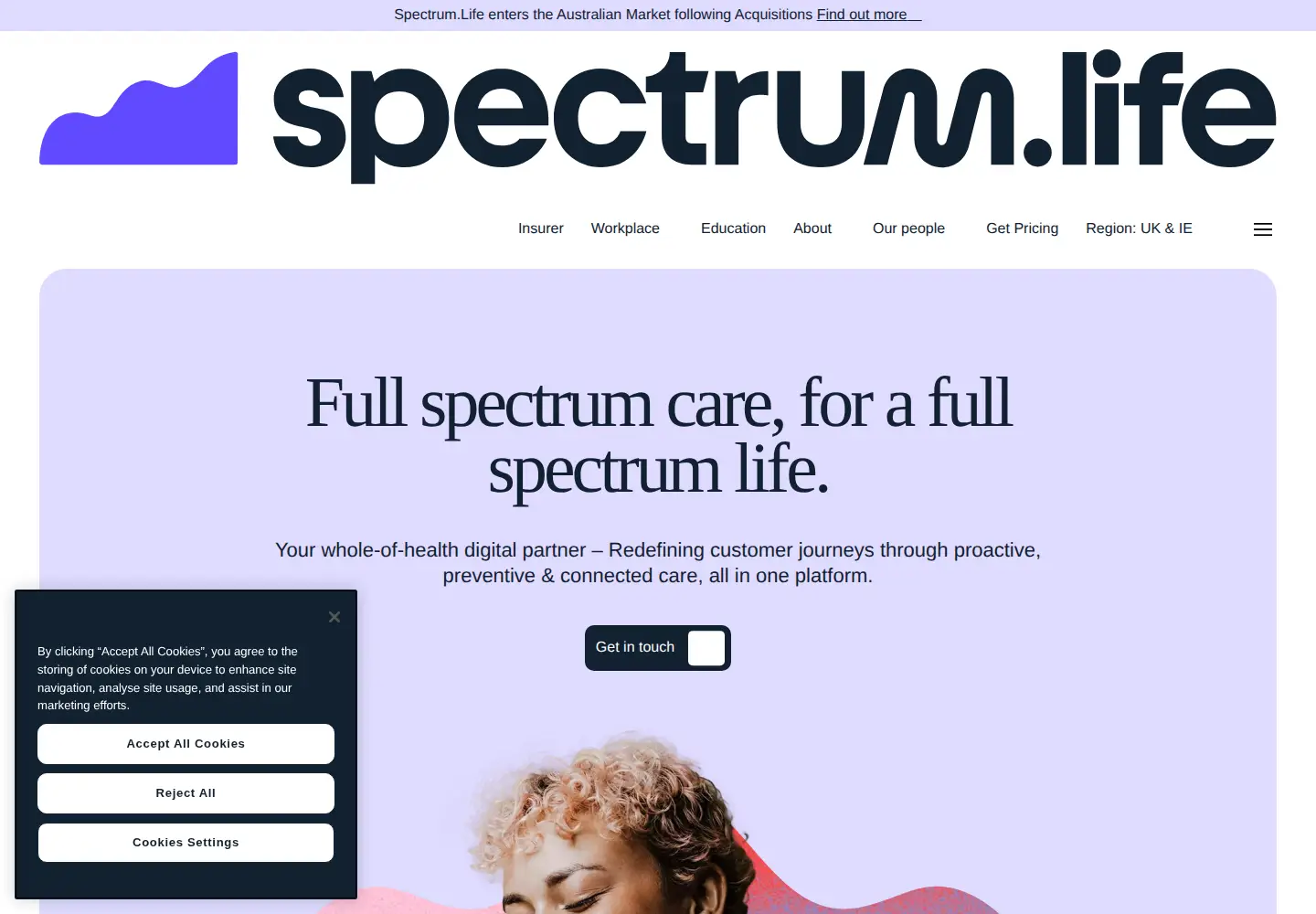 Captured homepage of spectrum.life in the current scan