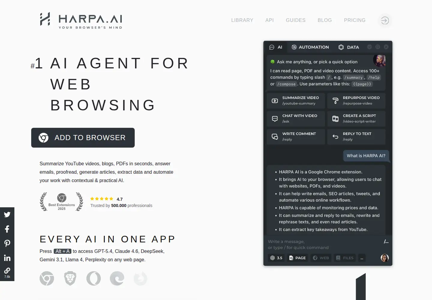 Screenshot of harpa.ai