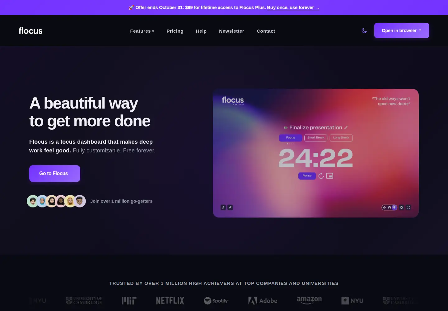 Screenshot of flocus.com