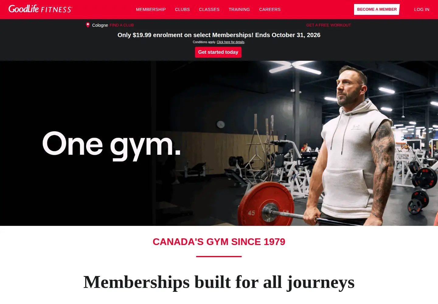 Screenshot of goodlifefitness.com