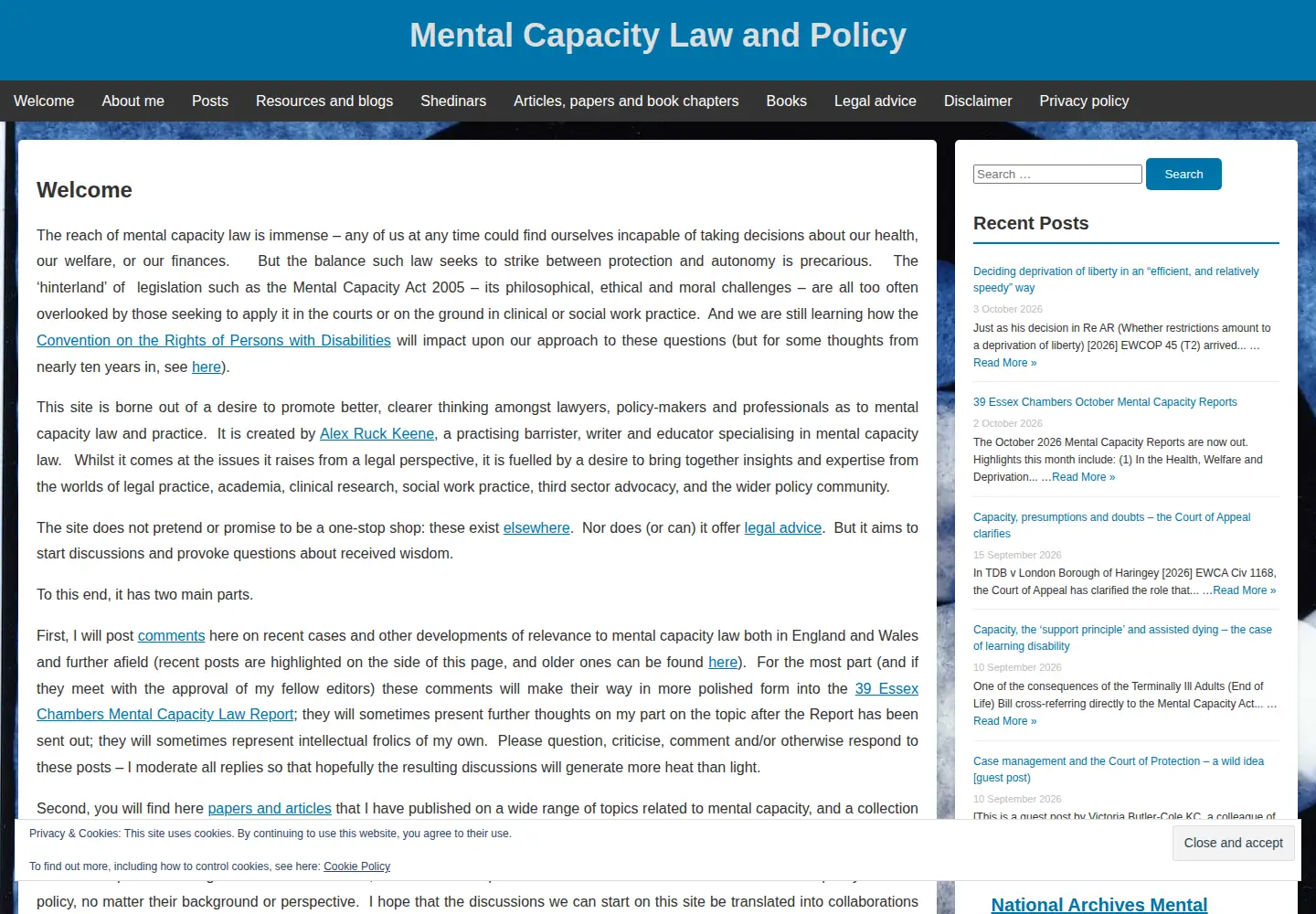 Captured homepage of mentalcapacitylawandpolicy.org.uk in the current scan