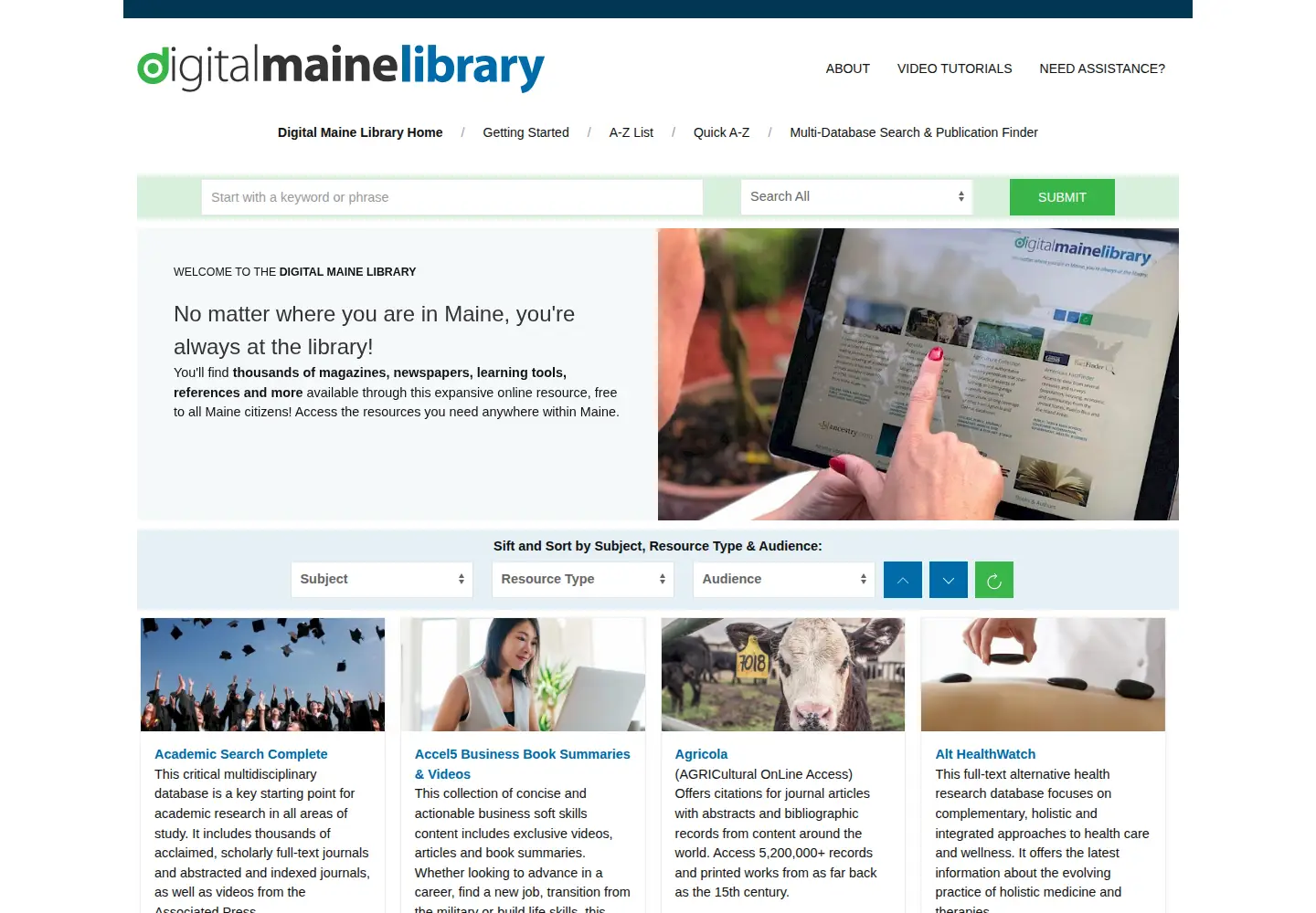 Screenshot of digitalmainelibrary.org