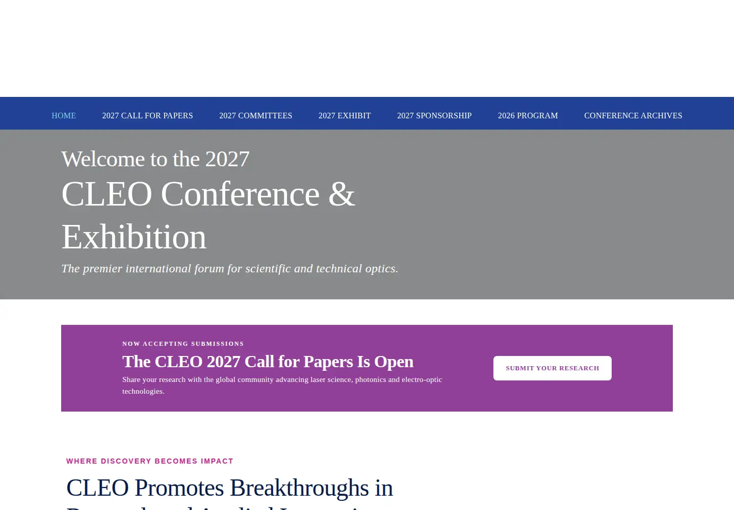 Screenshot of cleoconference.org