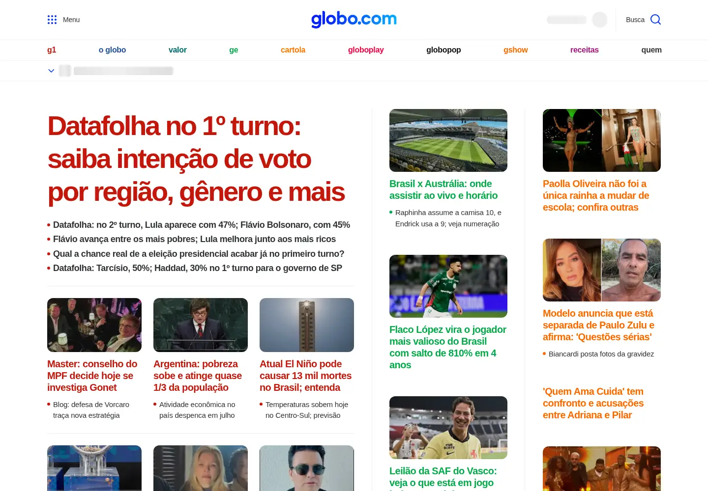 Screenshot of globo.com