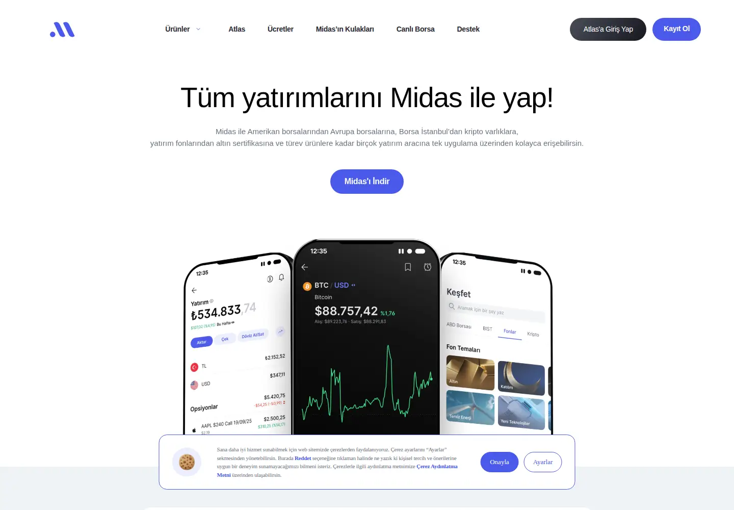 Captured homepage of getmidas.com in the current scan