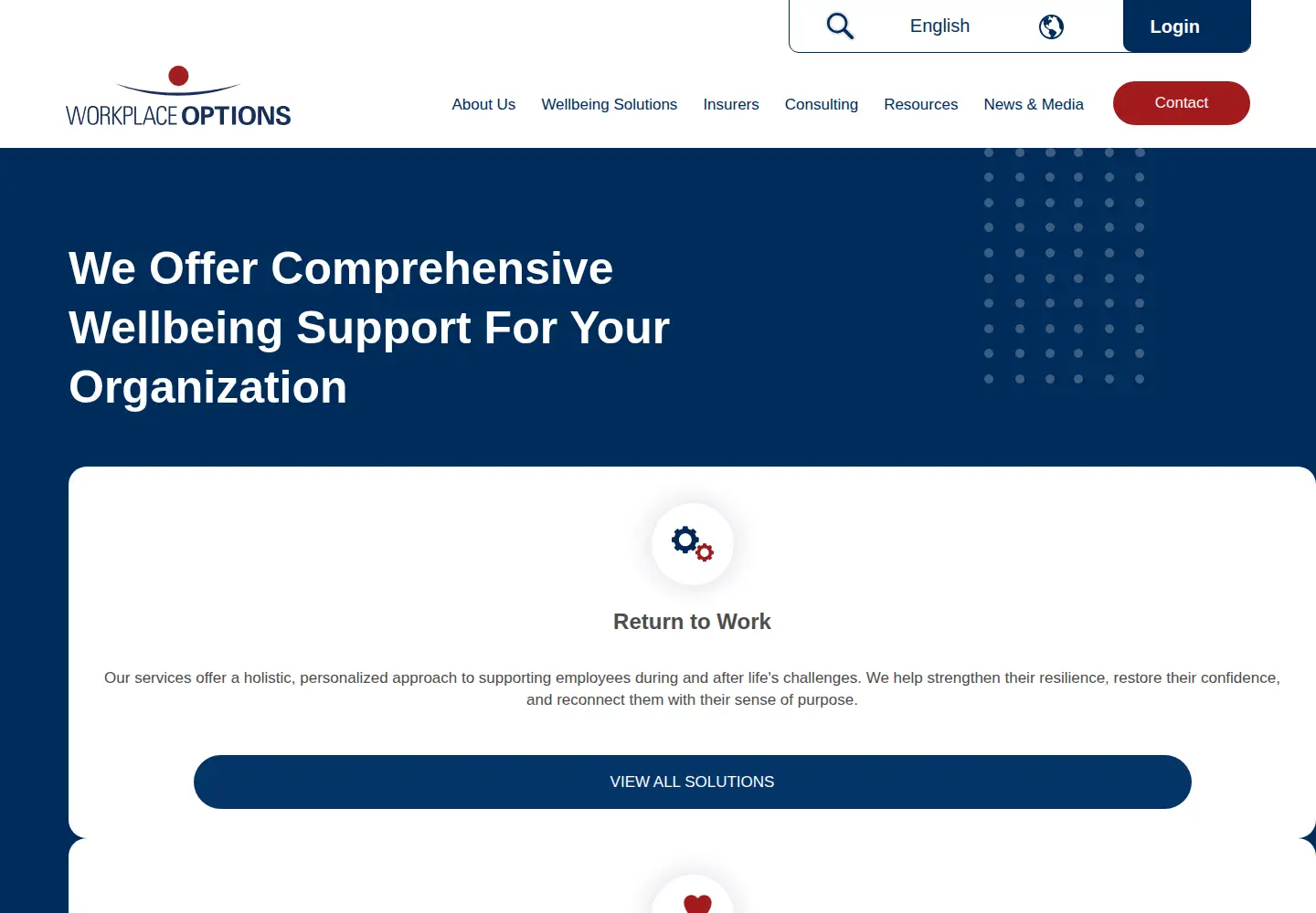 Captured homepage of workplaceoptions.com in the current scan