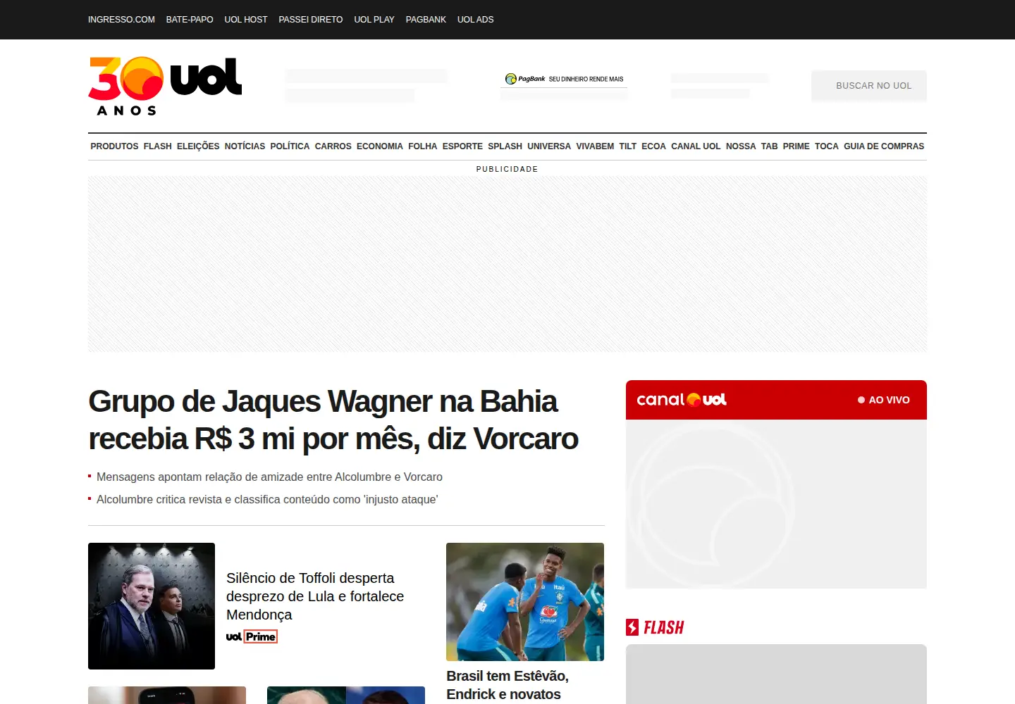 Screenshot of uol.com.br