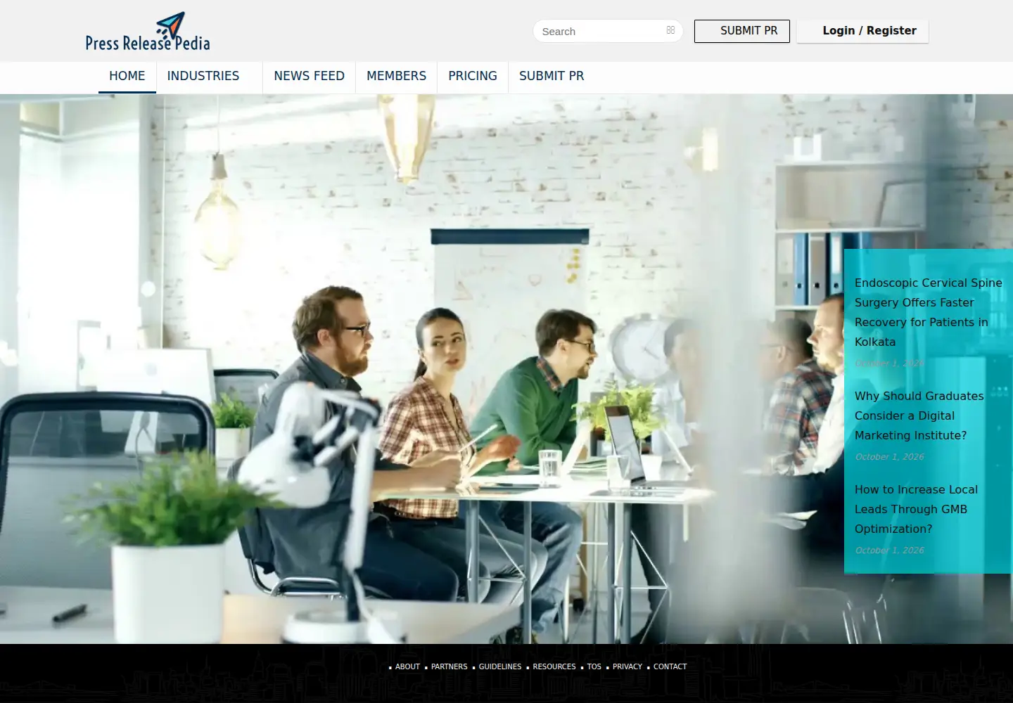 Screenshot of pressreleasepedia.com